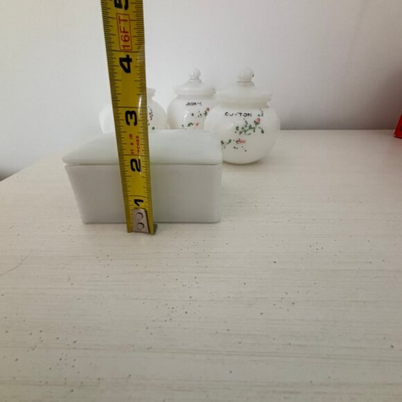 Vintage Milk Glass Nursery Dresser Set - Picture 12 of 14